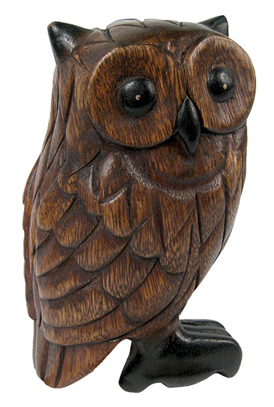 Wooden Owl Standing
